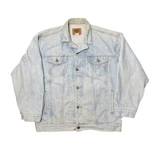 Vintage 90s Gap Trucker Jacket Denim Men's Size Large Light Wash USA Made